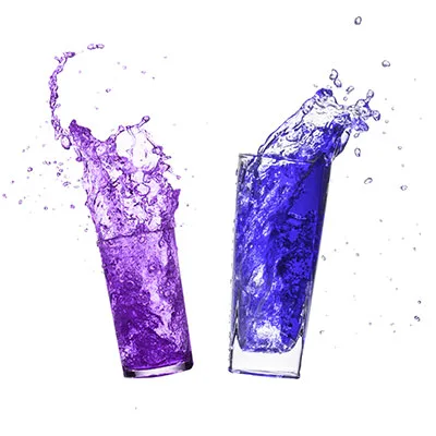 purple and blue drinks splashing