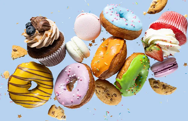 bakery collage of various baked goods