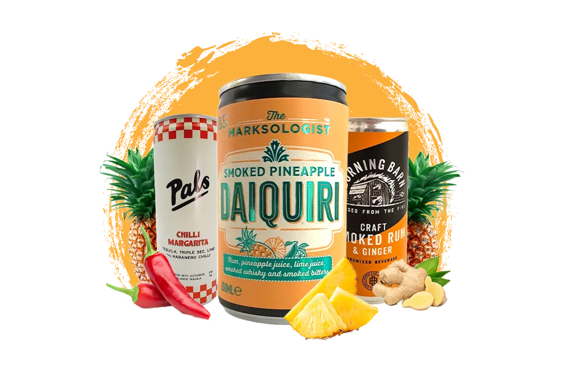 alcoholic drinks with fruit additive colors next to them