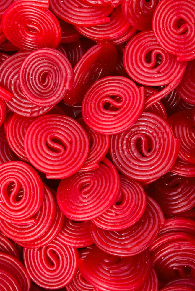 Nostalgic candy, red licorice