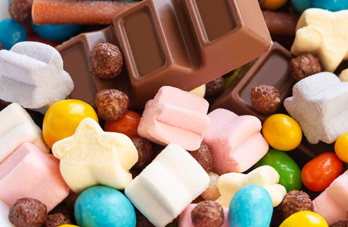 close up of multiple confectionary candies